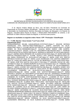 Monitoria 2014 - RESULTADO PROVIS&Oacute;RIO