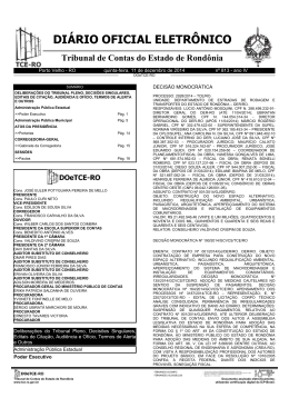 DI&Aacute;RIO OFICIAL ELETR&Ocirc;NICO Tribunal de Contas do - TCE-RO