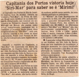 Capitania dos Portos vistoria hoje `Siri