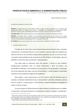PODER DE POL&Iacute;CIA AMBIENTAL E A ADMINISTRA&Ccedil;&Atilde;O P&Uacute;BLICA