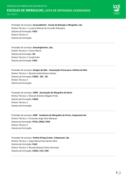 escolas de mergulho_lista de entidades licenciadas