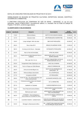 edital de concurso para sele&ccedil;&atilde;o de projetos n&ordm; 001/2014