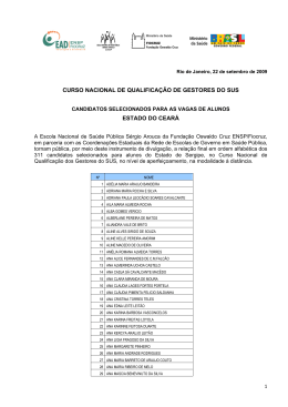 Rela&ccedil;&atilde;o Final de Candidartos Selecionados para as - EAD