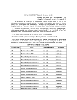 Edital PROGRAD n&ordm; 14/2014 - Resultado dos