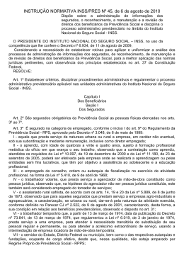 INSTRUÇÃO NORMATIVA INSS/PRES Nº 45, de 6 de agosto de 2010