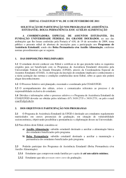 edital coae/ufgd n&ordm; 01, de 11 de fevereiro de 2011 solicita&ccedil;&atilde;o de