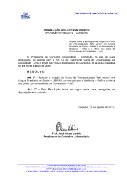 Resolução UnC CONSUN 066-2010 projeto de criação do curso de