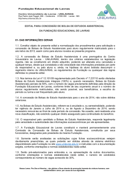 edital para concess&atilde;o de bolsa de estudos assistencial