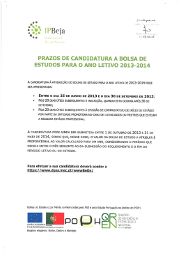 prazos de candidatura a bolsa de estudos para o ano letivo 2013