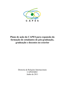 Plano de a&ccedil;&atilde;o da CAPES para expans&atilde;o da forma&ccedil;&atilde;o de