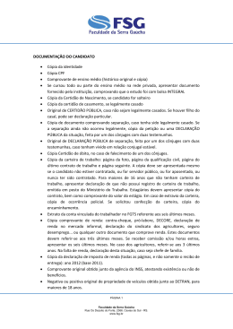 DOCUMENTA&Ccedil;&Atilde;O DO CANDIDATO &bull; C&oacute;pia da identidade &bull; C&oacute;pia