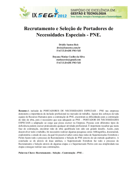 Recrutamento e Sele&ccedil;&atilde;o de Portadores de Necessidades