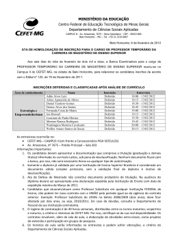 inscri&ccedil;&otilde;es homologadas - DCSA - Cefet-MG