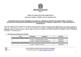 edital n&ordm; 274/2014, de 30 de junho de 2014
