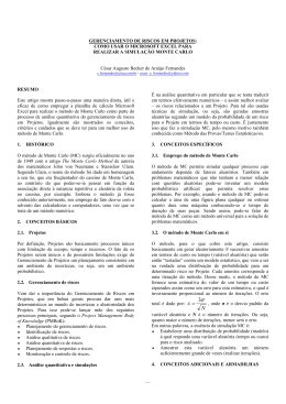 Simula&ccedil;&atilde;o de MonteCarlo com Excel