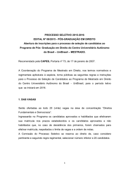 PROCESSO SELETIVO 2015-2016 EDITAL N&ordm; 09/2015
