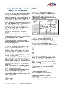 Exerc&iacute;cios com Gabarito de Biologia Ecologia