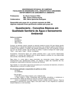 Qualidade Sanit&aacute;ria do Meio - Question&aacute;rio Respondido