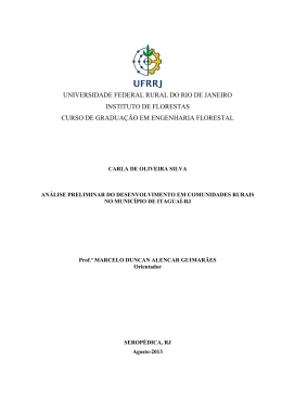 An&aacute;lise preliminar do desenvolvimento em comunidades rurais no