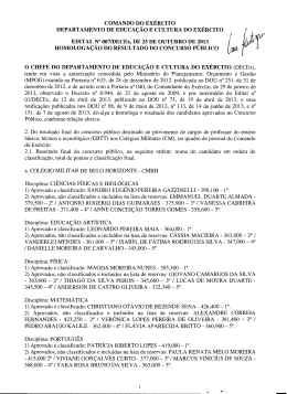 Edital n&ordm; 007 do DECEx de 25 de outubro de 2013