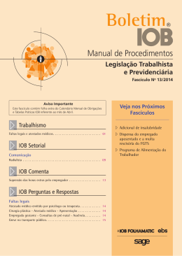 IOB - Legislação Trabalhista - nº 13/2014