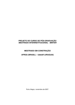 PROJETO DO CURSO DE P&Oacute;S-GRADUA&Ccedil;&Atilde;O MESTRADO
