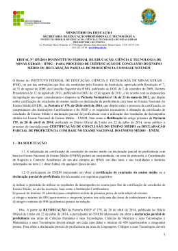 1 MINIST&Eacute;RIO DA EDUCA&Ccedil;&Atilde;O EDITAL N&ordm; 155/2014 DO