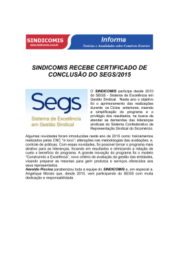 SINDICOMIS recebe Certificado de Conclusão do SEGS/2015