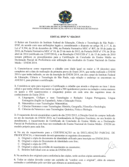 Edital n&ordm; 26/2015 - Certifica&ccedil;&atilde;o ENEM 2014
