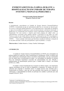 enfrentamento da fam&iacute;lia durante a hospitaliza&ccedil;&atilde;o em