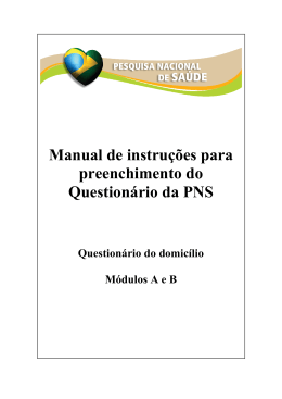 Question&aacute;rio do Domic&iacute;lio - Pesquisa Nacional de Sa&uacute;de