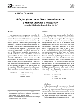 Rela&ccedil;&otilde;es afetivas entre idosos institucionalizados e fam&iacute;lia