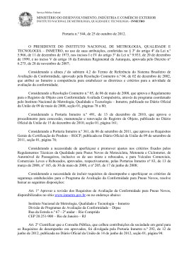 Portaria n.&ordm; 544, de 25 de outubro de 2012. O