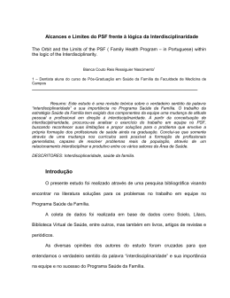 Alcances e Limites do PSF frente &agrave; l&oacute;gica da