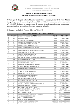 Resultado Processo seletivo 02/2013