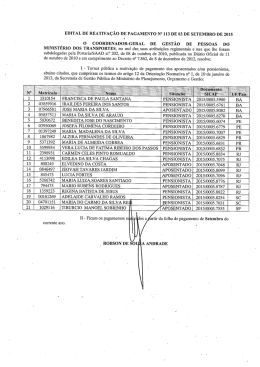 EDITAL DE REATIVAÇÃO DE PAGAMENTO No 113 DE 03 DE