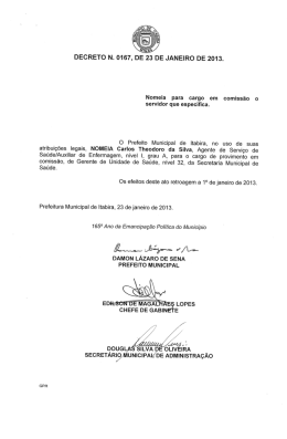 decreto n. 0167, de 23 de janeiro de 2013.