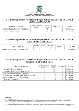 7&ordm; Reclassifica&ccedil;&atilde;o da Lista de Espera do SISU 2015.1