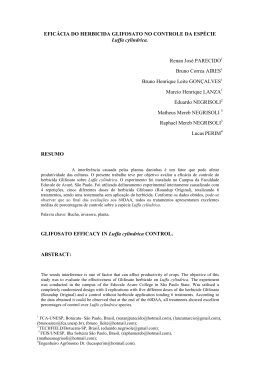 EFIC&Aacute;CIA DO HERBICIDA GLIFOSATO NO CONTROLE DA