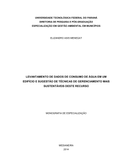 levantamento de dados de consumo de &aacute;gua em um
