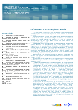Sa&uacute;de Mental na Aten&ccedil;&atilde;o Prim&aacute;ria