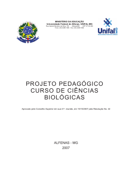 projeto pedag&oacute;gico curso de ci&ecirc;ncias biol&oacute;gicas - Unifal-MG