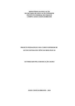 PPC &ndash; licenciatura em ci&ecirc;ncias Biol&oacute;gicas &ndash; 01 Dezembro 2014