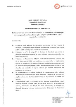 Aquisição e alienação de ações próprias