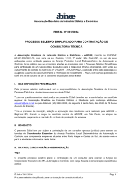 Edital de Sele&ccedil;&atilde;o - Consultor do APL - Abinee