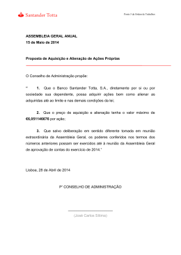 Banco Santander Totta, SA informa sobre proposta referente ao