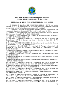 Resolu&ccedil;&otilde;es de 126 a 142 - MINIST&Eacute;RIO DO Desenvolvimento