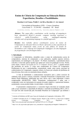 Ensino de Ci&ecirc;ncia da Computa&ccedil;&atilde;o na Educa&ccedil;&atilde;o B&aacute;sica