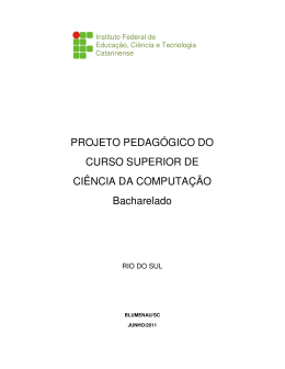 PROJETO PEDAG&Oacute;GICO DO CURSO SUPERIOR DE CI&Ecirc;NCIA DA