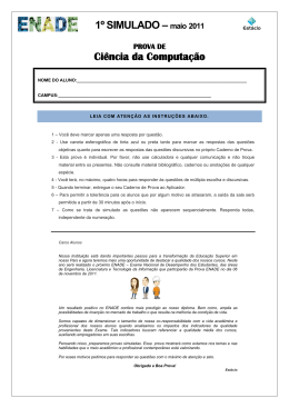 1&ordm; SIMULADO &ndash; maio 2011 Ci&ecirc;ncia da Computa&ccedil;&atilde;o